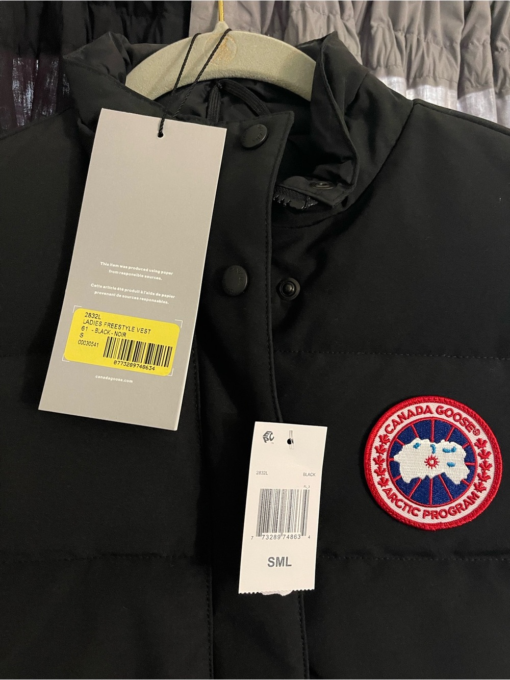 Canada Goose Black Puffer Jacket with Red & White Arctic Patch